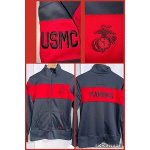 Women's Under Armour Embroidered USMC Marine Corp Zip Up Jacket Sz Large‎ Red